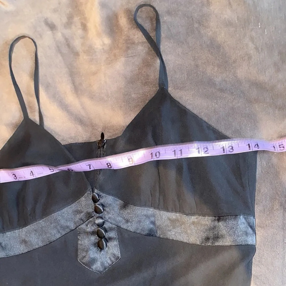 Luxury thin straps layered chiffon black fit and flare dress Sz 4 - Picture 7 of 10